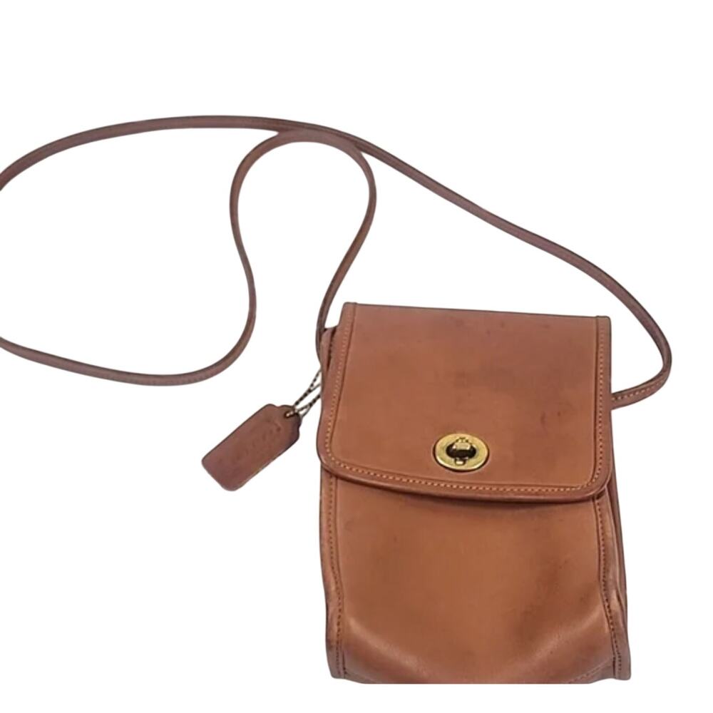 Vintage Coach Leather Crossbody Scooter Bag Tan RARE - Picture 4 of 14